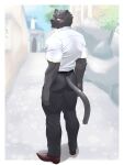  absurd_res anthro black_body black_fur clothing felid feline fur hi_res io_ths knights_college male mammal muscular pantherine red_eyes shirt solo theo_(knights_college) topwear video_games 