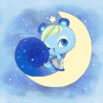  1:1 2021 animal_crossing big_tail blue_body blue_eyes blue_inner_ear blue_nose clothing digital_media_(artwork) dress female green_hair hair ione_(animal_crossing) lying mammal matchaneko moon nintendo rodent sciurid semi-anthro signature star tree_squirrel video_games 