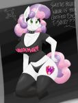  aged_up anthro anthrofied black_clothing black_panties black_underwear bottomwear clothing collar cutie_mark digital_media_(artwork) equid equine eyelashes flutterthrash friendship_is_magic green_eyes hair hasbro hi_res horn mammal my_little_pony panties purple_hair purple_tail shirt spiked_collar spikes sweetie_belle_(mlp) topwear underwear unicorn white_body 