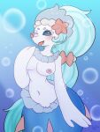  &lt;3 &lt;3_eyes 2022 3:4 anthro blue_body blue_hair blue_skin blush breasts female gapsay genitals hair hand_on_breast hi_res long_hair navel nintendo nipples one_eye_closed open_mouth pink_nipples pink_nose pok&eacute;mon pok&eacute;mon_(species) primarina pussy signature solo tongue tongue_out underwater video_games water white_body white_skin wink 