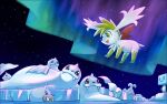  :d aurora commentary_request dewgong eiscue eiscue_(ice) fangs fangs_out green_eyes mukiguri night no_humans open_mouth outdoors pokemon pokemon_(creature) seel shaymin shaymin_(sky) sky smile star_(sky) tongue water 