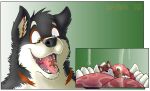  anthro bodily_fluids canid canine canis comforting cuddling domestic_dog drooling duo fox looking_pleasured macro male male/male mammal micro micro_on_macro oral_vore saliva size_difference skaifox smile tongue vore 