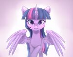  2017 digital_media_(artwork) equid equine eyelashes feathers female feral friendship_is_magic hair hasbro hi_res horn looking_at_viewer mammal mp-printer my_little_pony purple_body purple_eyes purple_feathers purple_hair signature smile solo spread_wings twilight_sparkle_(mlp) winged_unicorn wings 