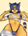  animal_crossing ankha_(animal_crossing) anthro bandage breasts crossing domestic_cat egyptian felid feline felis female genitals hi_res invalid_tag mammal nintendo pussy solo video_games warhamon wide_hips 