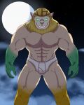 abs adventure_time anasterpig anthro biceps bulge cartoon_network clothing felid green_body hi_res hybrid lion male mammal moon muscular muscular_anthro muscular_male night nipples pantherine pecs scales solo underwear vampire vampire_king