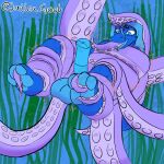 3_toes all_the_way_through anal animal_genitalia animal_penis anthro blue_body blue_hair coiling equine_genitalia equine_penis feet foot_focus genitals hair kobold lailea_zuvi laileagoob male penis tentacles threaded_by_tentacle toes tongue tongue_out underwater water
