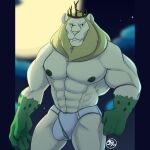 abs absurd_res adventure_time anthro biceps bulge cartoon_network clothing felid furiousjay hi_res hybrid lion male mammal muscular muscular_anthro muscular_male nipples pantherine pecs scales solo underwear vampire vampire_king