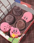  :d box box_of_chocolates chocolate eating food food_focus food_on_face highres holding holding_wand kirby kirby_(series) miclot no_humans smile tongue tongue_out wand 