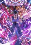  3boys aura black_hair cell_max colored_skin dougi dragon_ball dragon_ball_super dragon_ball_super_super_hero electricity gohan_beast hashagu highres multiple_boys muscular orange_piccolo orange_skin pants piccolo purple_pants purple_shirt red_eyes screaming shirt son_gohan spiked_hair topless_male white_hair 