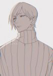  1boy aged_down expressionless high_collar highres jujutsu_kaisen lips male_focus nanami_kento nekonii ribbed_sweater short_hair solo sweater upper_body 