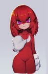 absurd_res anthro belly_tuft breasts chest_tuft clothing collarbone crossgender echidna female flat_chested fur gesture gloves hair handwear hi_res knuckles_the_echidna looking_at_viewer mammal monotreme pupils purple_eyes red_body red_fur red_hair sega simple_background slit_pupils small_breasts smile soda_uyu solo sonic_the_hedgehog_(series) tuft waving waving_at_viewer white_clothing white_gloves white_handwear