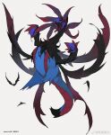  artist_name black_sclera black_wings blue_fur body_fur colored_sclera commentary fangs from_side full_body highres hydreigon kamikiririp looking_at_viewer multiple_heads multiple_wings no_humans open_mouth pokemon pokemon_(creature) red_eyes red_pupils simple_background solo tail tongue tongue_out twitter_username weibo_logo weibo_username white_background wings 