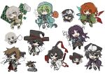  aaayamitsu animalization aqua_coat aqua_footwear ascot black_hair black_headband black_headwear black_shirt black_shorts black_socks brown_ascot brown_eyes brown_footwear brown_hair brown_pants butterfly_net chibi clause coat cosplay enraku_tsubakura enraku_tsubakura_(cosplay) green_coat green_eyes green_hair green_hakama grey_coat grey_eyes grey_hair hakama hakama_short_skirt hakama_skirt hand_net hat headband highres holding holding_butterfly_net hood hood_down hood_up hooded_coat houlen_yabusame japanese_clothes kurohebi len&#039;en long_hair long_sleeves medium_hair neck_ribbon no_mouth no_nose octopus open_clothes open_coat open_mouth pants purple_coat purple_eyes purple_hair red_eyes red_hair red_ribbon ribbon senri_tsurubami shirt shitodo_aoji shitodo_hooaka shitodo_kuroji short_hair short_hair_with_long_locks short_sleeves shorts simple_background sketch skirt sleeves_past_fingers sleeves_past_wrists smile snake socks tate_eboshi white_background white_shirt white_socks 