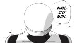  1other 747shove armor astronaut commando_(risk_of_rain) commentary english_commentary english_text greyscale helmet highres jujutsu_kaisen meme monochrome nah_i&#039;d_win_(meme) other_focus risk_of_rain solo space_helmet upper_body 