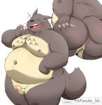 2023 96panda anthro anus balls belly big_belly big_butt blush butt genitals ghibli grey_body hi_res kemono male moobs my_neighbor_totoro navel nipples open_mouth overweight overweight_male penis simple_background sleeping small_penis solo totoro white_background yawn