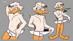absurd_res anatid anseriform anthro avian barefoot beak bedroom_eyes bird briefs briefs_only briefs_pull brown_highlights clothed clothing clothing_pull colored_seam_underwear duck feathers feet finger_in_underwear half-closed_eyes hand_behind_back hi_res highlights_(coloring) male modjo_(modjo) narrowed_eyes navel nipples one_eye_closed orange_beak orange_legs photographing_penis pink_seam_briefs pink_seam_underwear seductive smile solo tadaoardo tan_body tan_feathers tighty_whities topless underwear underwear_only underwear_pull white_briefs white_clothing white_underwear wink