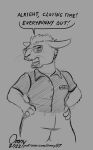  2022 angry anthro bottomwear buckteeth clothing dialogue digit_ring english_text eyewear fauxhawk female hair half-closed_eyes hands_on_hips hi_res humor jewelry lagomorph leporid looking_away mammal narrowed_eyes omny87 open_mouth pants polo_shirt pun rabbit ring shirt short_hair short_sleeves solo speech_bubble sunglasses teeth text thick_thighs topwear wedding_ring whiskers 