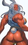  2022 absurd_res animal_humanoid back_muscles biceps butt clothed clothing deltoids female grey_hair hair hi_res humanoid ibuo lagomorph lagomorph_humanoid leotard leporid_humanoid mammal mammal_humanoid miruko muscular muscular_female my_hero_academia rabbit_humanoid rear_view solo tan_body tan_skin 