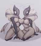 absurd_res antennae_(anatomy) anthro arthropod arthropod_abdomen bee big_breasts big_butt black_body black_fur black_sclera breasts butt curvy_female duo featureless_breasts featureless_crotch female fluffy fur hi_res hymenopteran insect kneeling kneeling_on_ground leg_tuft looking_at_viewer membrane_(anatomy) membranous_wings navel neck_tuft non-mammal_breasts non-mammal_navel segmented_body striped_body striped_fur stripes sundownerart tuft wide_hips wings yellow_body yellow_fur