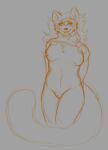 ailurid anthro barely_visible_genitalia barely_visible_pussy breasts chest_tuft chippychips chubby_female exposed_breasts female fidel genitals hair humanoid_genitalia long_hair mammal nipples orange_line_art pubes pussy red_panda sketch slightly_chubby smile solo solo_focus tail thick_tail tuft wide_hips