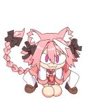  &lt;|&gt;_&lt;|&gt; :3 animal_ear_fluff animal_ears astolfo_(fate) astolfo_(sailor_paladin)_(fate) black_bow bow braid cat_ears fang fate/apocrypha fate/grand_order fate_(series) fusion hair_bow hair_intakes hair_ribbon highres long_braid long_hair looking_at_viewer male_focus melty_blood multicolored_hair neco-arc neco_spirit official_alternate_costume otoko_no_ko pink_hair pink_sailor_collar purple_eyes red_sailor_collar ribbon sailor_collar school_uniform serafuku single_braid skin_fang skirt smile solo streaked_hair thighhighs transparent_background tsukihime type-moon white_hair zomochikun 