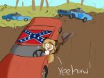 2d_animation 4chan animated anonymous_artist anthro averi_(fiddleafox) canid canine car car_chase clothing confederate confederate_flag cowboy_hat cowgirl_outfit dialogue digital_drawing_(artwork) digital_media_(artwork) engine female flag forest fox group hat headgear headwear hi_res mammal plant racism tree twitter unknown_artist vehicle