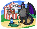 2022 air_pump artist_logo artist_name belly black_wings carnival_game chubbygero circus_tent dated dragon grass horn implied_inflation implied_popping logo plant plushie purple_spikes text wings zaelgolin_valturis