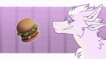 ambiguous_gender animated animation_loop anthro avali avian blue_eyes burger energy eyewear feathers food fur glasses happy headshot_portrait hi_res keroburgers kerolink lunhaku male pink_body pink_fur portrait sharp_teeth solo teeth