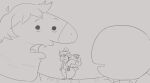 2023 anon_(snoot_game) anthro bald black_and_white charlie_(smiling_friends) crossover desmond_(smiling_friends) dinosaur dot_eyes dromaeosaurid goodbye_volcano_high group gun hair human male mammal monochrome noah_(gvh) open_mouth pim_(smiling_friends) raidak5 ranged_weapon reed_(gvh) reptile scalie short_hair sketch smiling_friends snoot_game spikes spikes_(anatomy) theropod thick_thighs tongue trio velociraptor walkman weapon wide_hips
