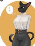 anthro big_breasts breasts domestic_cat emotionless felid feline felis female hi_res mammal rizal_ok solo thick_thighs