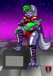 absurd_res animatronic bodysuit bulge clothing five_nights_at_freddy&#039;s five_nights_at_freddy&#039;s:_security_breach gynomorph hi_res intersex keyboard_instrument keytar latex latex_clothing machine mask musical_instrument null_bulge paws robot roxanne_wolf_(fnaf) scottgames skinsuit steel_wool_studios tight_clothing