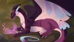 animated claws dragon elvira_(ghooostie) female feral hi_res horn membrane_(anatomy) membranous_wings pastelscale purple_body purple_horn purple_scales scales scalie scaly_tail solo tail white_body white_scales white_wings wings