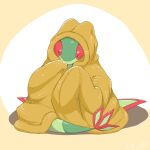  0bon animal_focus blanket brown_background closed_eyes closed_mouth colored_skin commentary_request flygon green_skin highres no_humans pokemon pokemon_(creature) red_trim sitting tail two-tone_background under_covers white_background 