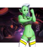 2018 alien alien_humanoid big_breasts bra breasts callmepo camel_toe cleavage clothed clothing disney eyebrows female fingers freckles green_body green_skin hair humanoid humanoid_pointy_ears legwear long_hair looking_at_viewer lord_dominator navel noseless not_furry panties pink_sclera sharp_teeth signature solo sports_bra standing stockings teeth thigh_highs underwear wander_over_yonder white_hair