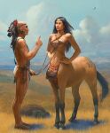  bdsm bound brown_hair centaur equid equid_taur female hair hand_print harness human humanoid_taur male male/female mammal mammal_taur native_american nipple_piercing nipples piercing taur 