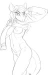 2024 anthro areola bottomless bottomless_female breasts clothed clothing female hair lakeslug looking_at_viewer mammal murid murine navel nipples pubes rat removing_sweater rodent solo tail translucent translucent_hair undressing