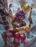 action_pose anthro canid canine female fox gun hi_res jewelry laila_kumaki levelviolet mammal pirate pose ranged_weapon ship solo vehicle watercraft weapon