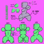  2_toes absurd_res accessory anthro armless back_boob big_breasts breasts butt cat_smile creeper_(minecraft) creepette_(sleepyslut) empty_eyes eyebrows eyelashes fan_character featureless_breasts feet female freckles front_view genitals green_body hair_accessory hairband hi_res microsoft minecraft model_sheet mojang multi_leg multi_limb navel pigtails pseudo_hair purple_background pussy rear_view side_boob side_view simple_background sleepyslut slightly_chubby smile solo square_eyes text thick_eyebrows toes twintails_(hairstyle) video_games white_eyes xbox_game_studios 
