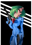 2024 alpha_channel black_background blowing blue_body blue_bodysuit blue_skinsuit bodysuit choker clothing digital_media_(artwork) dual_wielding female fishnet_clothing gardevoir generation_3_pokemon green_hair gun hair hi_res holding_object holding_weapon humanoid jewelry looking_at_viewer marbearis metroid mia_(marbearis) necklace nintendo pokemon pokemon_(species) ranged_weapon red_eyes samus_aran shaded side_eye side_view silencer simple_background skinsuit solo standing tan_body tan_skin tight_clothing weapon