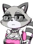 alpha_channel andromorph anthro breasts clothed clothing eyewear female glasses hi_res hirogearguy humanoid intersex maid_uniform mammal pngtuber procyonid raccoon smile solo uniform waifurra