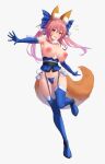  1girl absurdres animal_ears bare_shoulders bikini blue_eyes blush boots breasts fate/extella fate/extra fate/extra_ccc fate_(series) fox_ears fox_girl fox_tail full_body hair_ornament hair_ribbon highres large_breasts long_hair looking_at_viewer navel nipples open_mouth pink_hair ribbon simple_background solo swimsuit tail tamamo_(fate) tamamo_no_mae_(fate/extra) tansui_san_(tcjp4784) thigh_boots thighhighs thighhighs_under_boots white_background yellow_eyes 