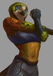 anthro avian beak bird bottomwear bra breasts clothing duo exercise falcon falconid female fist hi_res hybrid kestrel kitara_(phazon-harbinger) looking_at_viewer navel pinguinolog pose sports_bra stretching stretching_arms underwear wide_eyed workout workout_clothing