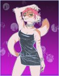 anthro bottomless breasts choker clothed clothing dress felid feline female genitals hi_res jewelry mammal necklace nipples phoelixhelle pussy solo suggestive translucent translucent_clothing