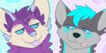  &lt;3 &lt;3_eyes anthro blep canid canine canis digital_media_(artwork) duo fox hypnosis hypnotic_eyes icon kipwolf male male/male mammal mind_control simple_background stardust(shyvrc) taintedstar tongue tongue_out wolf 