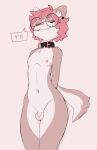  absurd_res anthro collar eyes_closed eyewear felid feline fizzystevie genitals girly glasses hair happy hi_res male mammal mia_(fizzystevie) nude penis pink_hair short smile solo solo_focus tail 