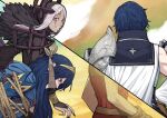  armor aversa_(fire_emblem) back_turned bangs black_nails blue_eyes blue_hair bound chrom_(fire_emblem) fingernails fire_emblem fire_emblem_awakening gagged hiomaika long_fingernails long_hair lucina_(fire_emblem) nail_polish parted_bangs shoulder_armor tiara tied_up_(nonsexual) 