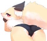  2022 anthro black_clothing black_panties black_underwear blush brown_body brown_fur butt camel_toe canid canine clothing female fluffy fox fur genital_outline kemono looking_at_viewer looking_back mammal multicolored_body multicolored_fur panties pussy_outline rag._(artist) red_eyes shirano solo tan_body tan_fur translated_description underwear white_body white_fur world_flipper 