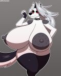 big_breasts breasts canid canine canis helluva_boss hi_res huge_breasts hyper hyper_breasts looking_at_viewer loona_(helluva_boss) mammal mechaclank nipples wide_hips wolf