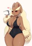  anthro big_breasts black_clothing breasts brown_body brown_breasts brown_ears brown_fur cleavage clothed clothing female fur hi_res holding_object lopunny multicolored_body multicolored_ears multicolored_fur nintendo open_mouth pink_tongue pok&eacute;mon pok&eacute;mon_(species) shano_541 skimpy solo thick_thighs tongue two_tone_body two_tone_ears two_tone_fur video_games 