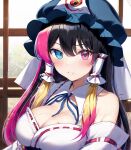  1girl ai-generated black_hair blonde_hair breasts hakurei_reimu heterochromia highres kirisame_marisa large_breasts multicolored_hair multiple_fusions non-web_source pink_hair saigyouji_yuyuko 